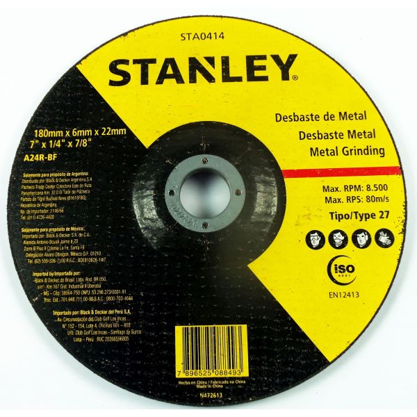 METAL GRINDING DISC STANLEY 7X1 4X7 8 0414