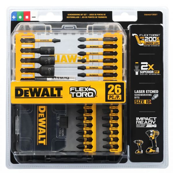 BIT SET IMPACT DEWALT FLEX TORQUE 1 4 26PC DWANGF